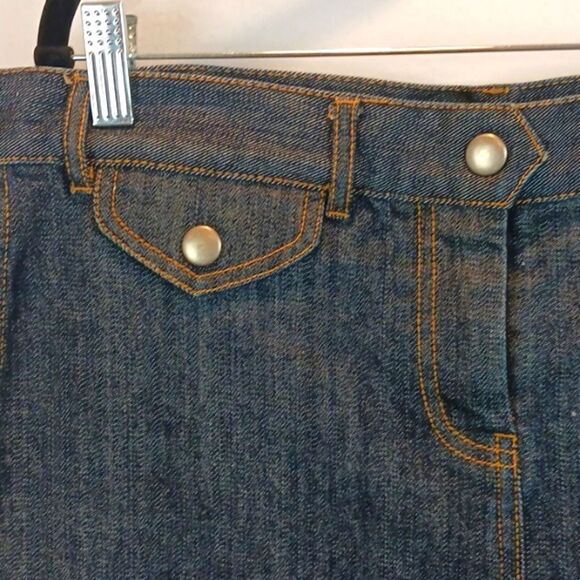 Y2K French Connection dark wash denim fitted skirt with front slit size 10 - Picture 3 of 8
